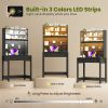 product-fancy-5999c95a-602c-4e57-9bea-bdd260f4d476 HWB Modern Computer Desk with Pegboard, 64" Home Office Desk with LED Lights & Charging Station, Small Study Desk with Hutch And Storage Shelves for Bedroom