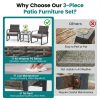 Bezseller 3pcs Outdoor Furniture Set, Rattan Bistro Set with Coffee Table, Sturdy Steel Frame with Cushions for Garden, Balcony, Poolside, And Backyard