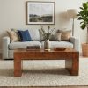 product-fancy-59c65a31-f157-4b6b-aac2-7d6c44309e0f Modern Burl Wood Finish Coffee Table Suitable for Living Spaces, Minimalist Rectangular Center Table with Brushed Block Legs & Density Board Top, Sturdy /Outdoor Furniture for, Balcony, Entryway - Assembly