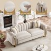 product-fancy-59d4aad7-e616-4394-b739-4093494fb447 Set of 2 67" 2-Seater/ 84.7" 3-Seater Chesterfield Sofas Luxury Velvet Couches Modern White And Golden Sofas for Living Room, Mid-Century Victorian Loveseats with Removable Cushions And 2 Toss Pillows And Golden Metal Legs