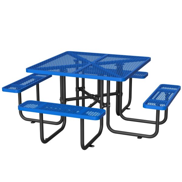 product-fancy-59fb570b-27be-4c66-9937-11bd3f5de15e 6-Person Outdoor Round Iron Picnic Table with Built-in Bench and Umbrella Hole, Suitable for Gardens, Courtyards, Patios, Lawns, Etc.