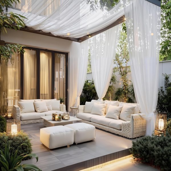 product-fancy-5a3855a5-8c68-49bd-b312-5713bd932e46 Single-piece Outdoor Transparent Knitted Polyester Mosquito Net with Rod Pocket — Breathable Anti-mosquito Mesh, Suitable for Gazebos, Terraces, Gardens, and Pavilions — Design and Installation