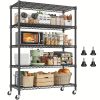 product-fancy-5a56841b-53d4-4b43-9a02-b8de30290c59 73.6 Inches High Wire Shelving on Wheels, Deep Storage Shelves with Mobility, 73.6 Inches High Metal Shelving Unit with Adjustable Five Tiers, Robust Metal Shelves for Storage