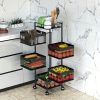 product-fancy-5a62bbb1-42db-4163-a537-c68de9ce61ee Rotating Kitchen Storage Shelf 5 Tier, Metal Fruit Vegetable Storage Basket Multi-Layer Vegetable Rack Storage Trolley on Wheels, Floor-Standing Basket for Kitchen Bathroom, Square