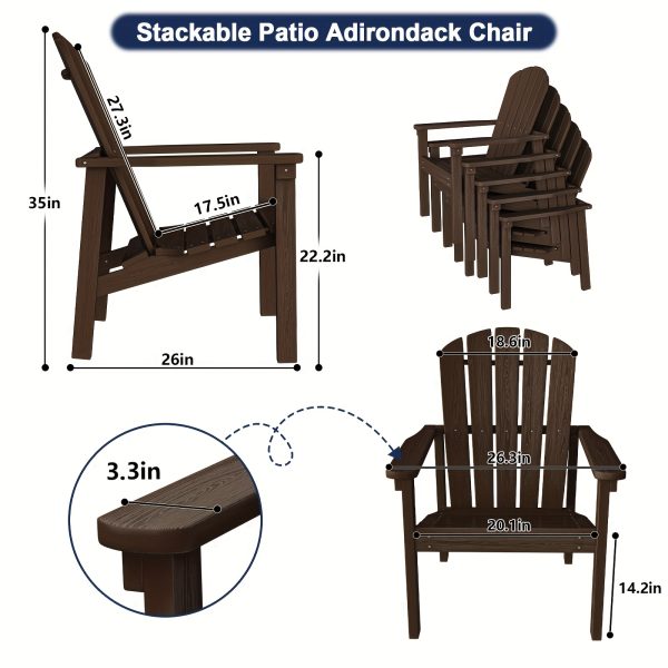 product-fancy-5a789cfe-38f2-4fa1-b2fc-ef1c080e4b6f Adirondack Chair, Space-Saving Stackable Design, HDPE Material Wood Grain Finish, Ergonomic Slight Tilt, Perfect for Patio Backyard Deck & Fire Pit, Dining Chair Size