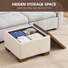 product-fancy-5a87377a-97be-4656-82b3-0e637e0ae135 24" Square Ottoman Coffee Table With Storage, Fabric Ottomans With Tray And Solid Wood Legs For Living Room, Bedroom And Apartments, Small Modern Ottoman Tea Table With Lift-Off Lid