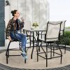 product-fancy-5a8fec10-e8e9-4793-9a0b-17c663eb66ec 2/3/5pcs Patio Bar Set, 360° Swivel Bar Stools, Outdoor Bistro Furniture with High-Density Textilene Fabric & Heavy Duty Metal Frame, High Top Table And Chair Set for Balcony, Poolside, Garden & Backyard