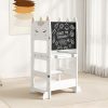 product-fancy-5a99a348-db7f-47aa-a067-54ceb6e10e3e Wooden Foldable Learning Tower with Blackboard - 3-In-1 Step Stool And Assisted Standing Tower, Foldable Kids Table And Chair Set, for Toddlers 18+ Months