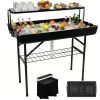product-fancy-5aba1fac-ab57-4e53-8185-f3d13c48373c Double-Layer Cooler Table with Drain And Storage Rack, Portable Folding Ice Cooler Table with Matching Skirt for Picnic, Party, Outdoor Events, Camping, Wedding, 40.5 X 39.3 X 22.04 Inches