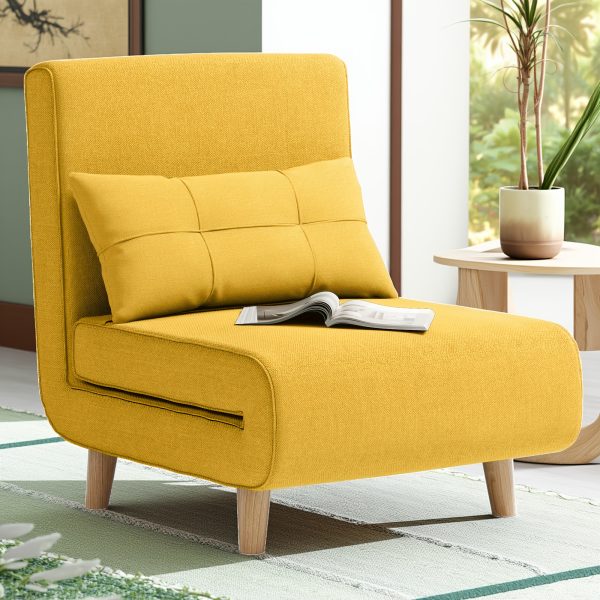product-fancy-5abd30b5-5f0c-4356-9dc2-2b0965d50c63 3-in-1 Convertible Sofa Bed Sleeper Chair with Pull-Out Bed, 6-Level Adjustable Backrest & Cushioned Armrests - Space-Saving Modern Furniture for Small Apartments, Dorms, Guest Rooms - Beige Sofa Chair Converts to Bed, Sleeper Sofa Bed