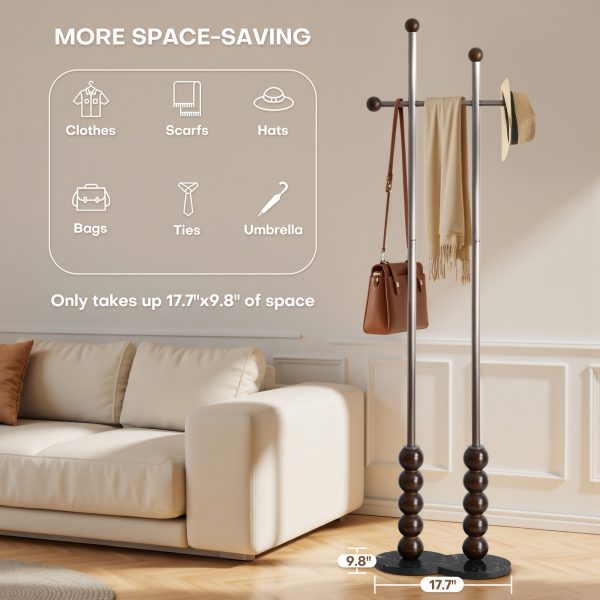 product-fancy-5b34c784-3ecb-4373-8d91-2caa23544c7d Metal Freestanding Coat Rack with Stainless Steel Double Rods & Marble Base, Hanging Clothes Rack for Entryway, Hallway, Bedroom, Living Room, Hallway Organizer, Entryway Storage, Contemporary Furniture, Modern Coat Hanger, Durable Construction, Highquality Materials, Freestanding Hanger, Versatile Organizer, Apartment Living, Interior Decorators