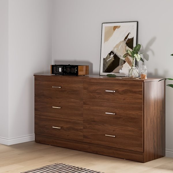 A Six-Drawer Dresser Designed for The Bedroom Featuring Spacious Drawers, Substantial Wooden Dressers, And a Chest of Drawers, Ideal for Modern Closets And Living Rooms
