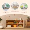 product-fancy-5b39e2df-6fbf-4548-a1e5-4325553b6864 Large Wood Storage Organizer, 2-Shelf Wood Bookshelf, 5-Section Kids Bookshelf, Wooden Storage Cabinet for Classroom, Kids Bookcases And Toddler Shelf for Kids Room, Playroom, Nursery