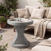 Modern Sculptural Mgo Outdoor Side Table, Grey Faux Wood And Stone Cylinder Nesting Table Set, Weather-Proof Concrete Garden Stool for Patio Living Room