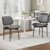 product-fancy-5ba51e3b-5784-413d-b040-a36cb4af6078 Padded Seat & Backrest - Modern Faux Leather Dining Chairs - Set Of 2 - Metal Legs with Adjustable Feet - for Kitchen, Dining Room, Office