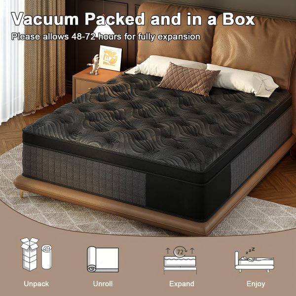 product-fancy-5ba99ed4-ff6d-4b12-adb6-c73a18dae7cc 8 Inch/10 Inch/12 Inch/14 Inch Black Grey Mattress Twin, Full, Queen, King. Cooling Breathable Fabric Wicks Heat. Memory Foam Molds to Your Body Curves. Independent Pocket Springs Stop Motion Your Partner Never Feels You Get Up At Night