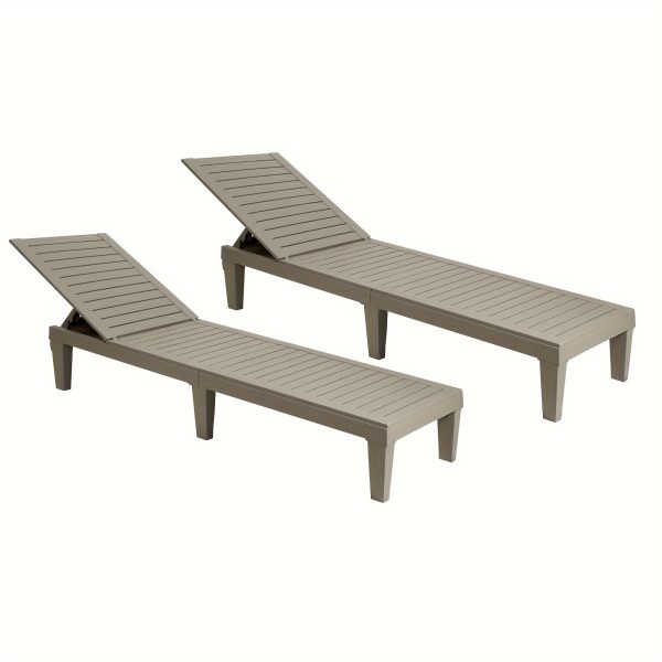 Outdoor Chaise Lounge Chair Set Of 2 For Outside Pool Patio, Adjustable Waterproof Easy Assembly Chaise Lounge Outdoor