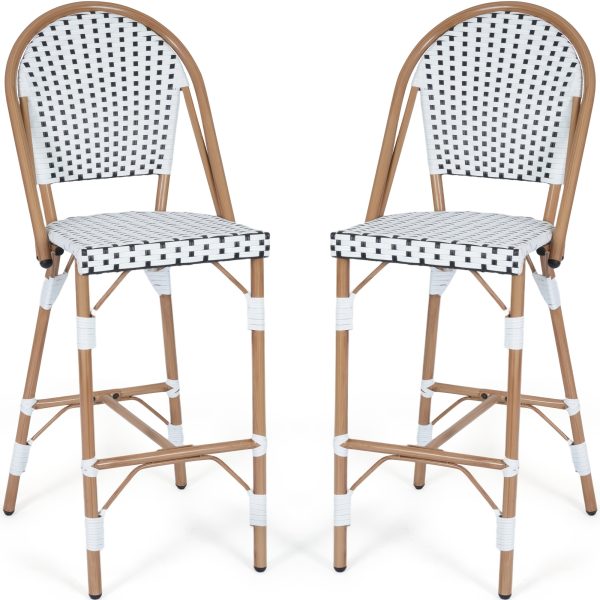 product-fancy-5bd99cbe-b6c8-44e7-8e68-ab04c5a66cf0 French Counter Height Bar Stool Set of 2, 30" Patio Rattan Bar Stool Chairs, Outdoor Armless Barstools for Porch Garden Indoor