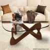 Modern Glass Coffee Table for Living Room Mid Century, Small Coffee Table Stylish Coffee Tables, Suitable for Bedroom Living Room Reception Office Tables (Walnut/Brown, Medium)