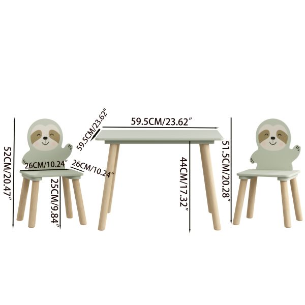 product-fancy-5be0f6a8-451b-45ac-8dc2-b60194dac334 Kids Table and Chair Set with 2 Sloth Chairs - Toddler Activity Table & Sage Green Chairs Suitable for Playroom,, Classroom, Assembly, Cute Animal Design for Room Furniture, Study Table for