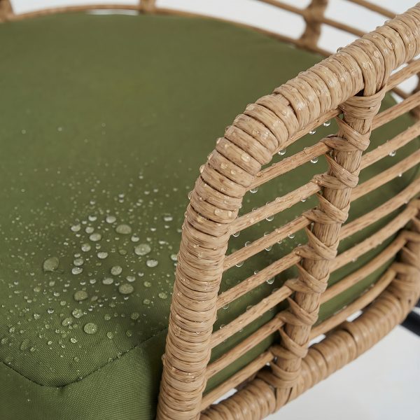[Outdoor Patio Set] 3pcs All-Weather Outdoor Patio Furniture Set Suitable for Garden, Balcony & Poolside - Metal Frame Wicker Rattan Conversation Set with Cushions & Coffee Table, -Filled Chairs (Green)