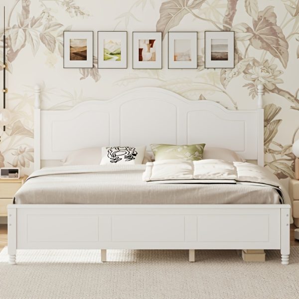 product-fancy-5bed25d6-360d-41e4-a292-af168203bebe BELLEMAVE Queen Size Platform Bed Frame With Headboard, Wooden Slat Support, No Box Spring Needed, Easy Assembly, Sturdy Structure, Bedroom Furniture With Classic Vintage Design, White