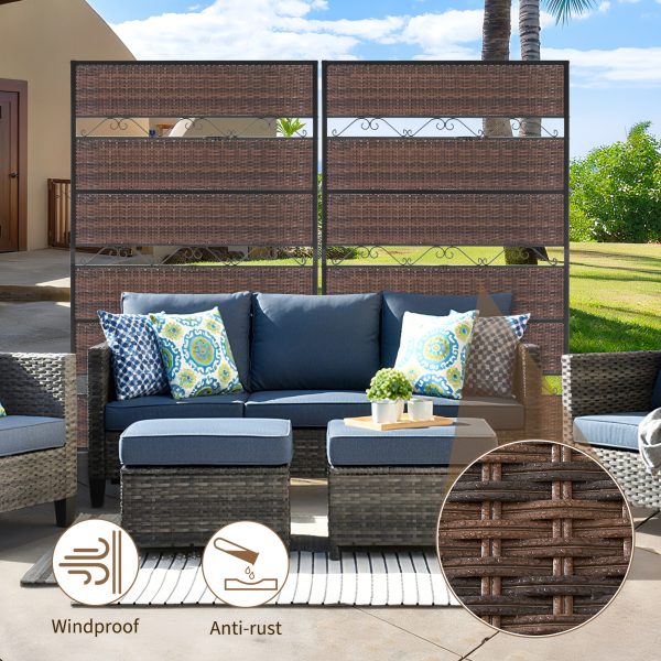 product-fancy-5bf7191c-ab81-4e2e-b119-9bee3bf7aef2 6-Foot Outdoor Privacy Barrier, Stylish Fence, Standalone Woven Rattan Partition for Patio, Balcony, Garden, Backyard, Deck, Porch, in Brown Color