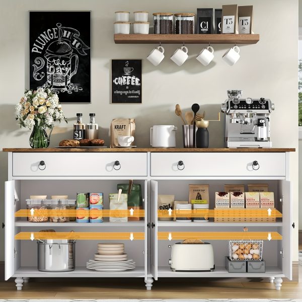 product-fancy-5c053371-fad1-41b9-a8dc-8c7145ede44a 55-Inch Sideboard Buffet Unit, Mid-Century Kitchen Storage Cabinet Featuring 2 Drawers And 4 Doors, Coffee Bar Storage Cabinet
