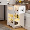product-fancy-5c15d4f9-b0c0-4dcb-abab-c784619e0e6a Dystler Corner Vanity With Mirror And Lights, Modern Makeup Vanity Set With Charging Station For Bedroom/Cloakroom, Glass Top Vanity Table With Drawers And Shelves, White