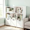 product-fancy-5c200b4c-b3ac-4625-946c-10d8e7fa539f Modern Bookcase with 5 Cubes, 3 Movable Drawers and Hidden Wheels | Sturdy Construction, Multifunctional Organizer with Spacious Storage, White, Freestanding for Living Room
