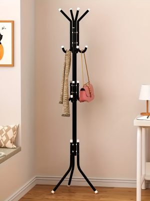 1pc Heavy-Duty Metal Coat Rack with 9-Tier Vertical Storage - Freestanding Space-Saving Clothing Organizer with Sturdy Iron Frame & Copper Finish, 27"+ Height, Easy Assembly for Entryway, Living Room, Bedroom, Dorm - Portable Garment Rack for Shirts