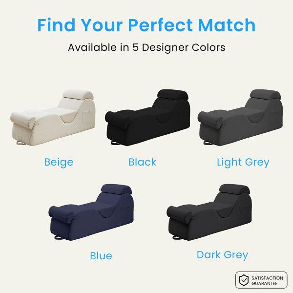 product-fancy-5c94c8a7-fedb-4586-8615-2182d7c10e55 Striped Adult Yoga Chair, Indoor Toilet Chair with Side Pockets, Headrest, Lumbar Cushion, Movable Footrest, Curved Yoga Sofa for Relaxing And Stretching in Bedroom, Black