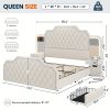 product-fancy-5ca446c9-55c4-4093-906d-c03c3d1376f4 Queen Size Bed Frame with 2 Nightstands with Mirror, Modern Platform Bed Frame with 53" Tall Headboard and 4 Storage Drawers