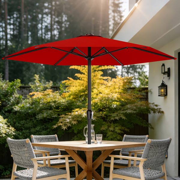 product-fancy-5ca75a76-7ec7-4b62-8c1c-3b59a6fca7bd 9FT Outdoor Patio Umbrella, Market Table Umbrella with Crank & 6 Sturdy Ribs, UV Protection Windproof, Pool Umbrella Perfect for Deck, Backyard, Lawn And Garden