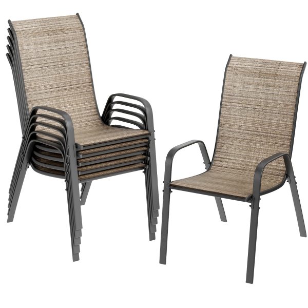 product-fancy-5cd771de-2e0b-4fad-a3c5-ebf42c446b95 8/6pcs Patio Chairs, All Weather Textilene Fabric & Metal Frame, W/Armrests, Strenthened Iron Spacers, 330 LBS, Outdoor Chairs Set For Backyard, Poolside, Garden