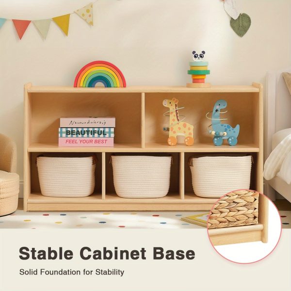 product-fancy-5cdc6bc8-fddb-4a12-9467-37d20cc87333 Large Wood Storage Organizer, 2-Shelf Wood Bookshelf, 5-Section Kids Bookshelf, Wooden Storage Cabinet for Classroom, Kids Bookcases And Toddler Shelf for Kids Room, Playroom, Nursery