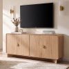 70'' Modern TV Stand, Entertainment Center with Adjustable Shelves, Curved Profile Design, Media Console for Living Room