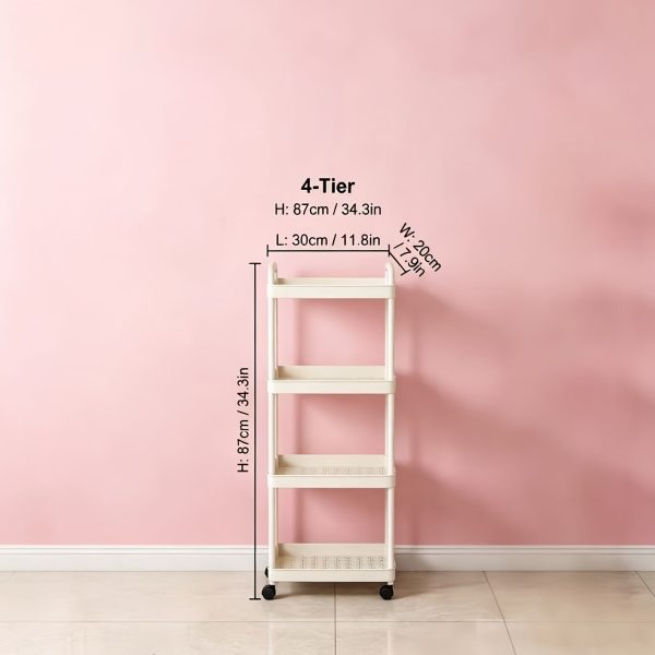 product-fancy-5d1c7d17-5d33-4589-8369-09ec7262bcd1 4-Tier Household Portable Floor Standing Nursing Cart with Handles, Storage Cart, Adjustable Multi-Level Changing Stand for Diapers, Bottles, And More
