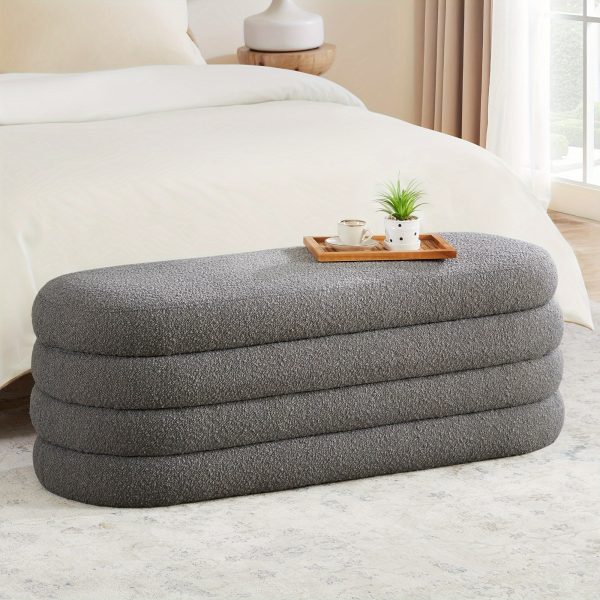 product-fancy-5d510280-a2a6-4c97-9cd9-9ba4108b0af3 Storage Ottoman Bench 49.2 Inch Upholstered Fabric Storage Bench for Bedroom End of Bed Aesthetic Large Oval Storage Ottoman for Living Room Entryway