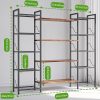 product-fancy-5d79f6af-3f88-4a89-a1bc-a69a340c1776 1pc 5 Tier Corner Bookcase, Metal Flower Stand for Plants, Magazine Holders, Wood And Metal Corner MultiShelf Bookcase for Living Room, Kitchen, Home Office, Black