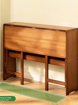 Multipurpose Folding Desk, 40.6 Inch Wide Wooden Table (Folds to 9.8in) - Space Saving Design with Storage for Home Office, Dining & Study