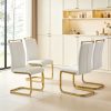 Modern Dining Chairs Set of 4, High Back White Kitchen Chairs, Faux Leather Side Chair with Gold Plated Metal Legs, Easy to Install Upholstered Dining Chairs, Ideal for Living Room, Easy to Install (Golden/Silver Leg) Local Warehouse
