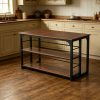 product-fancy-5dda3105-7681-4ecd-9bbd-78b453bfc04c 62.99-Inch Kitchen Island with Storage, 3-Tier Solid Wood Island Table with Open Shelves, Large Prep Table for Kitchen Dining Room, Rustic Brown