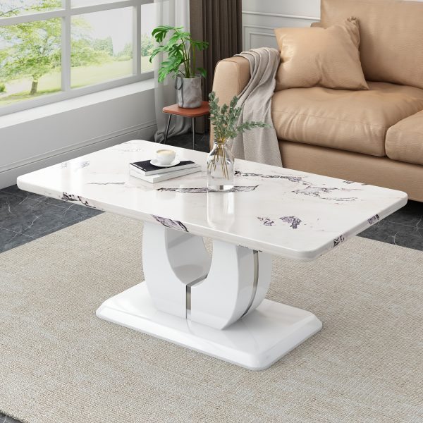 product-fancy-5e2e45a7-dc60-4012-8a8b-2dc5d473f1c5 Contemporary Minimalist Rectangular Coffee Table Featuring a White Faux Marble Design, a Spacious And Adaptable Piece for The Living Room, Perfect As a Central Tea Table Or Accent Furniture, Ideal for Various Settings, And Easy to Assemble