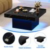 product-fancy-5e45071a-baeb-4cc7-96aa-d96557aaf5f6 Modern Luxury Low-Profile Square Coffee Table with LED Lights - Space-Saving Faux Marble Top & Engineered Wood Base Suitable for Small Spaces, Compact Living Room Center Table, Assembly, Black/Brown