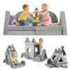 product-fancy-5e4f50b8-eb1c-40b6-9d20-8e4c148f5dd1 12pcs Modular Kids Play Couch - Soft & Sturdy Foam Sofa Washable Velvet Covers DIY Castle Slide Set Living Room Kindergarten Play Area