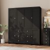 product-fancy-5e739e20-158c-4232-bd1a-42cdec12663b 31.5"/47"/63" Large Wardrobe Armoire Closet with Hanging Rod, Mirror And Doors, Drawers & Shelves, for Bedroom