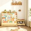 product-fancy-5eb8b2d7-95a8-46ab-9057-543371d0530c Triple Combination And Book Storage Organizer With Wheels - 5-tier Bookshelf + Mobile Storage Cart With Hidden Drawers, Space-saving Wooden Storage Cabinet, Suitable For Bedrooms, Playrooms, And Nurseries.