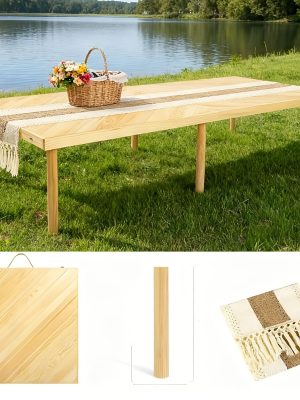 Foldable Beach Picnic Table 60-Inch Low-Profile, Portable Wooden Bohemian-Style Travel Picnic Table, Suitable for Indoor And Outdoor Occasions Including Picnics, Beach Trips, BBQs, Camping, Gatherings, Outdoor Dining, Gardens, And More.