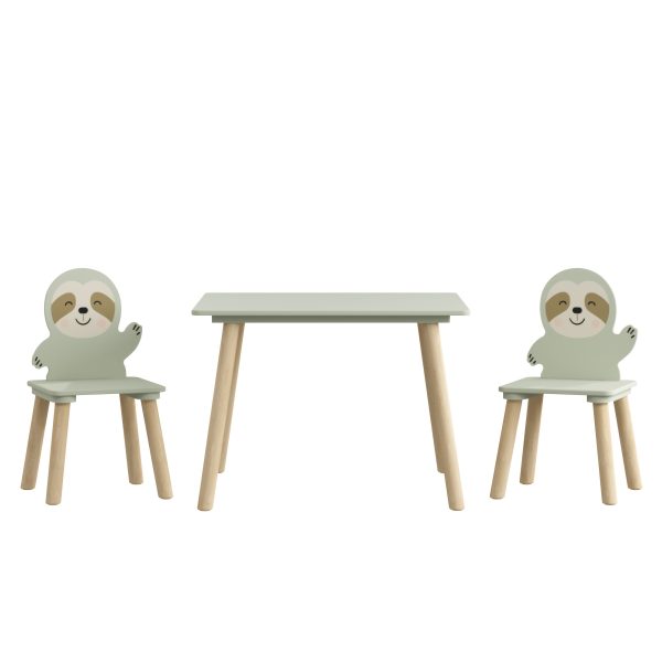 product-fancy-5ed5e46c-de88-4588-a6b7-32b2541badc4 Kids Table and Chair Set with 2 Sloth Chairs - Toddler Activity Table & Sage Green Chairs Suitable for Playroom,, Classroom, Assembly, Cute Animal Design for Room Furniture, Study Table for